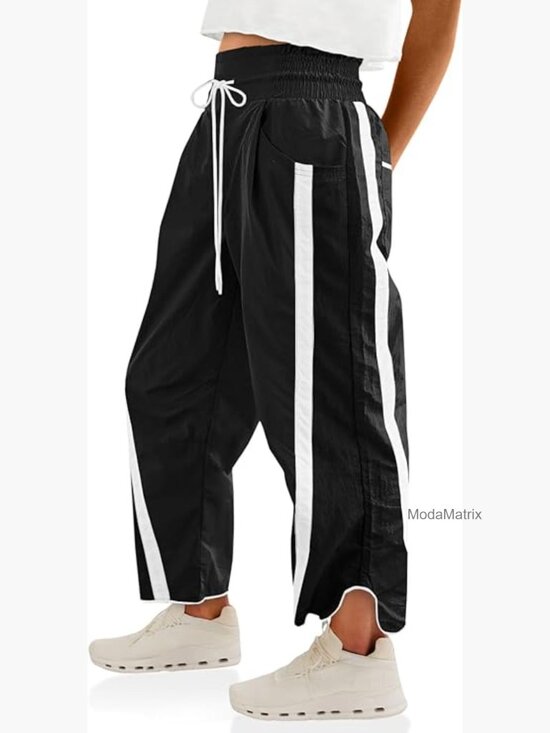Pants - Baggy Wide Leg Track Pants Drawstring Elastic Waisted Y2K